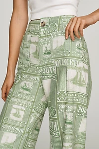 Maeve Colette Linen Blend High-Rise Wide-Leg Cropped Pants