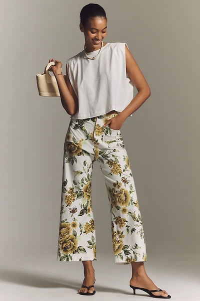 The Colette Printed Linen Blend Crop Wide-Leg Pants by Maeve