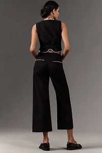 The Colette Magic Fabric Piped Crop Wide-Leg Pants by Maeve