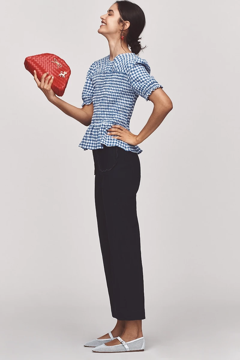 The Colette Scallop-Pocket Crop Wide-Leg Pants by Maeve