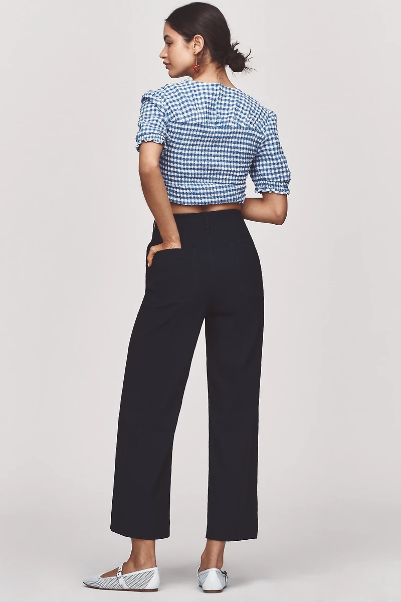 The Colette Scallop-Pocket Crop Wide-Leg Pants by Maeve