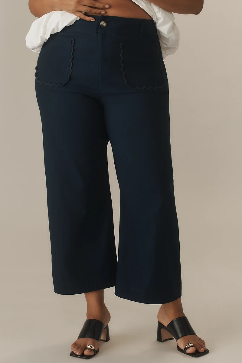 The Colette Scallop-Pocket Crop Wide-Leg Pants by Maeve