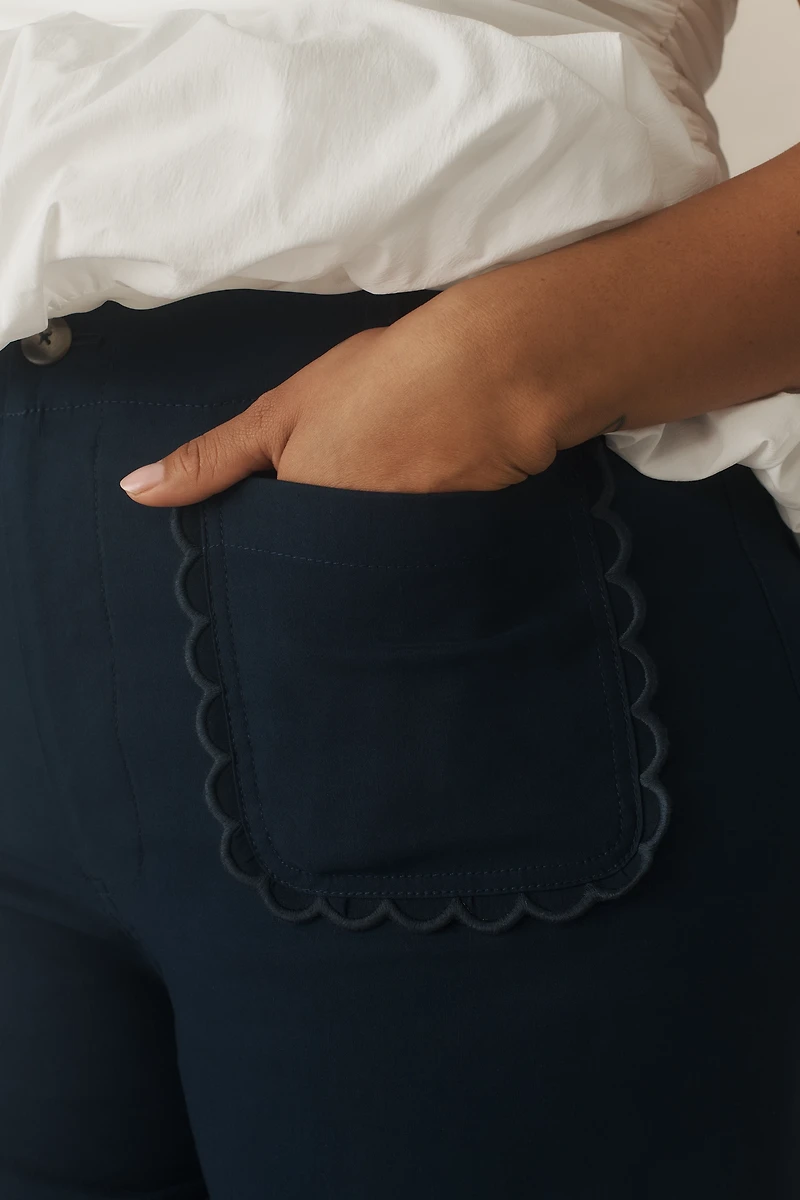 The Colette Scallop-Pocket Crop Wide-Leg Pants by Maeve