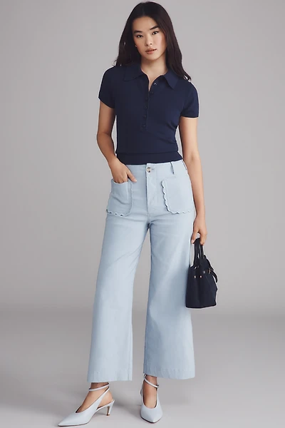 The Colette Scallop-Pocket Crop Wide-Leg Pants by Maeve
