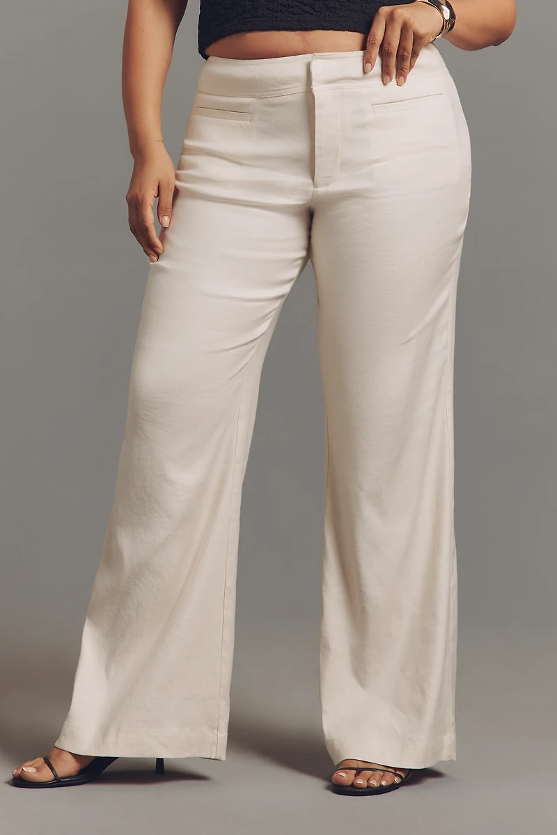 Maeve Linen-Blend Flare Trouser Pants