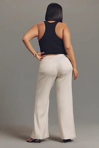Maeve Linen-Blend Flare Trouser Pants
