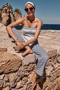 The Colette Dobby Jacquard Crop Wide-Leg Pants by Maeve