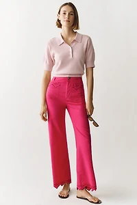 The Colette Lace Trim Full-Length Wide-Leg Pants by Maeve