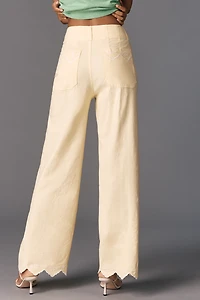 The Colette Lace Trim Full-Length Wide-Leg Pants by Maeve