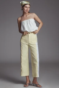 The Colette Embroidered Crop Wide-Leg Pants by Maeve