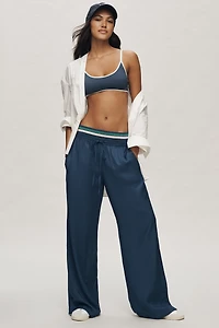 Maeve Ribbed Waist Wide-Leg Track Pants