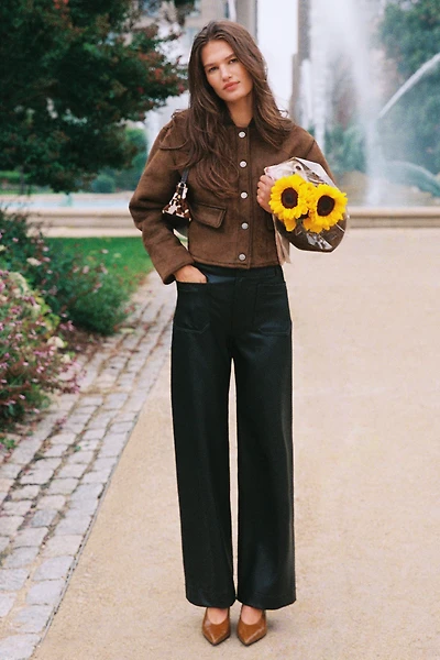 The Colette Faux-Leather Full-Length Wide-Leg Pants by Maeve