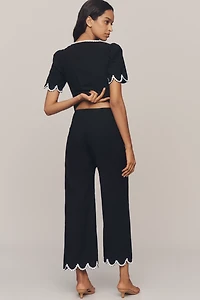 The Colette Scalloped Crop Wide-Leg Pants by Maeve