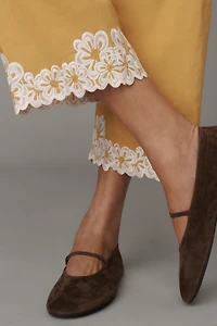The Colette Embroidered Crop Wide-Leg Pants by Maeve