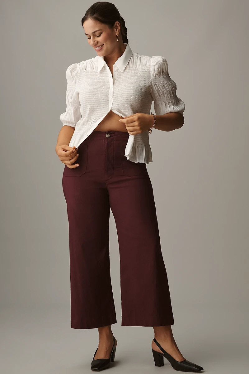 The Colette Bow Pocket Crop Wide-Leg Pants by Maeve