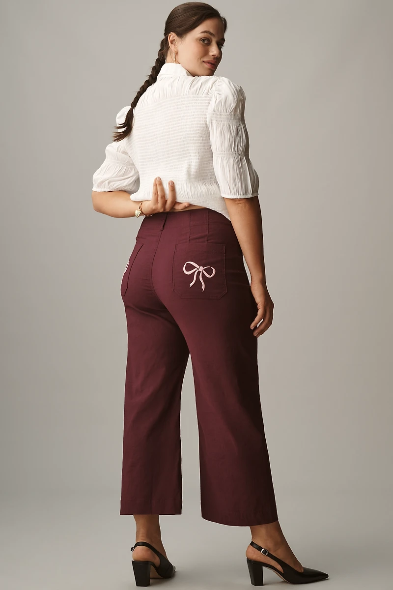 The Colette Bow Pocket Crop Wide-Leg Pants by Maeve