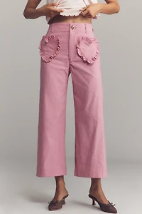 The Colette Heart Pocket Crop Wide-Leg Pants by Maeve
