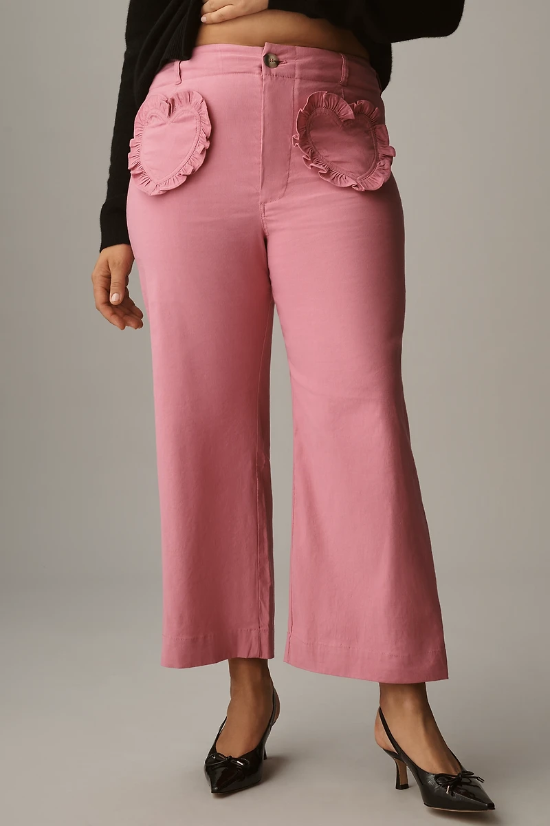 The Colette Heart Pocket Crop Wide-Leg Pants by Maeve
