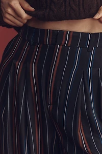 The Avery Striped Silky Pleated Trousers by Maeve