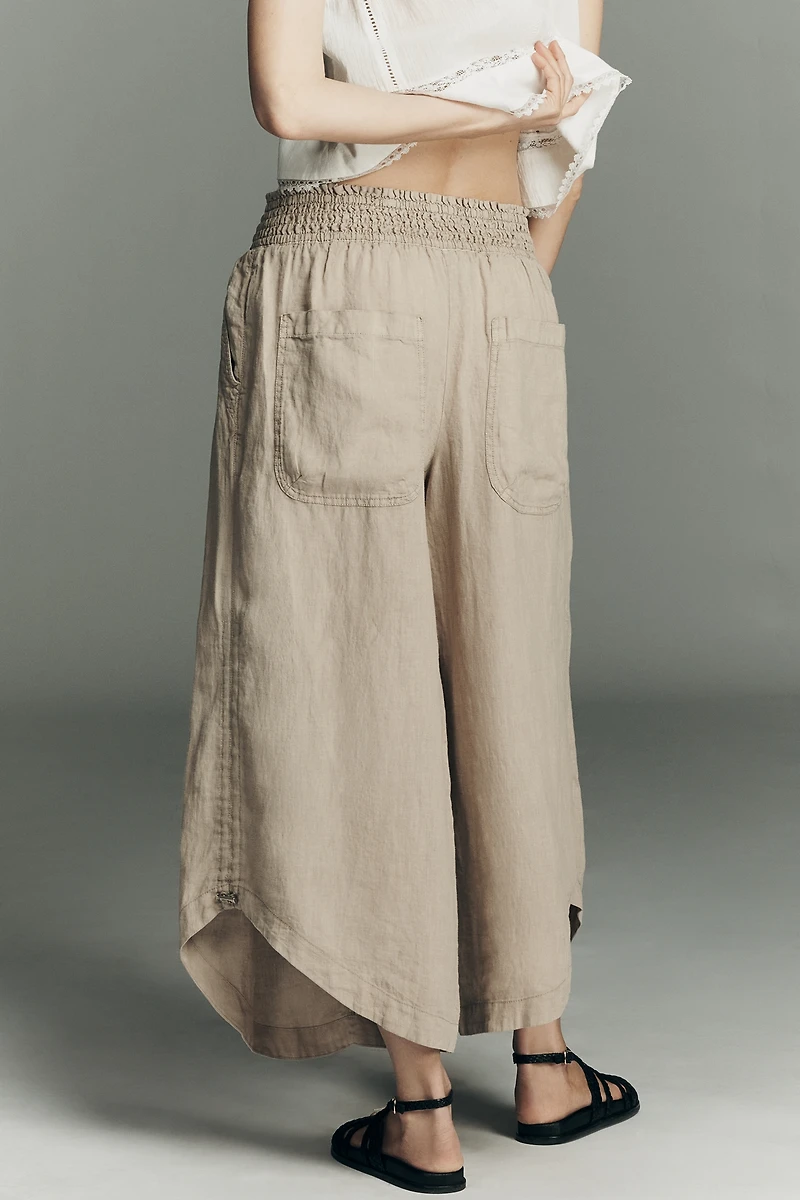 By Anthropologie Ruched Linen Parachute Pants