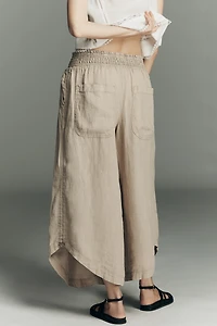 By Anthropologie Ruched Linen Parachute Pants