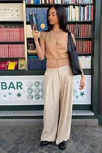 Avery Linen Blend Stripe Twill Pants by Maeve