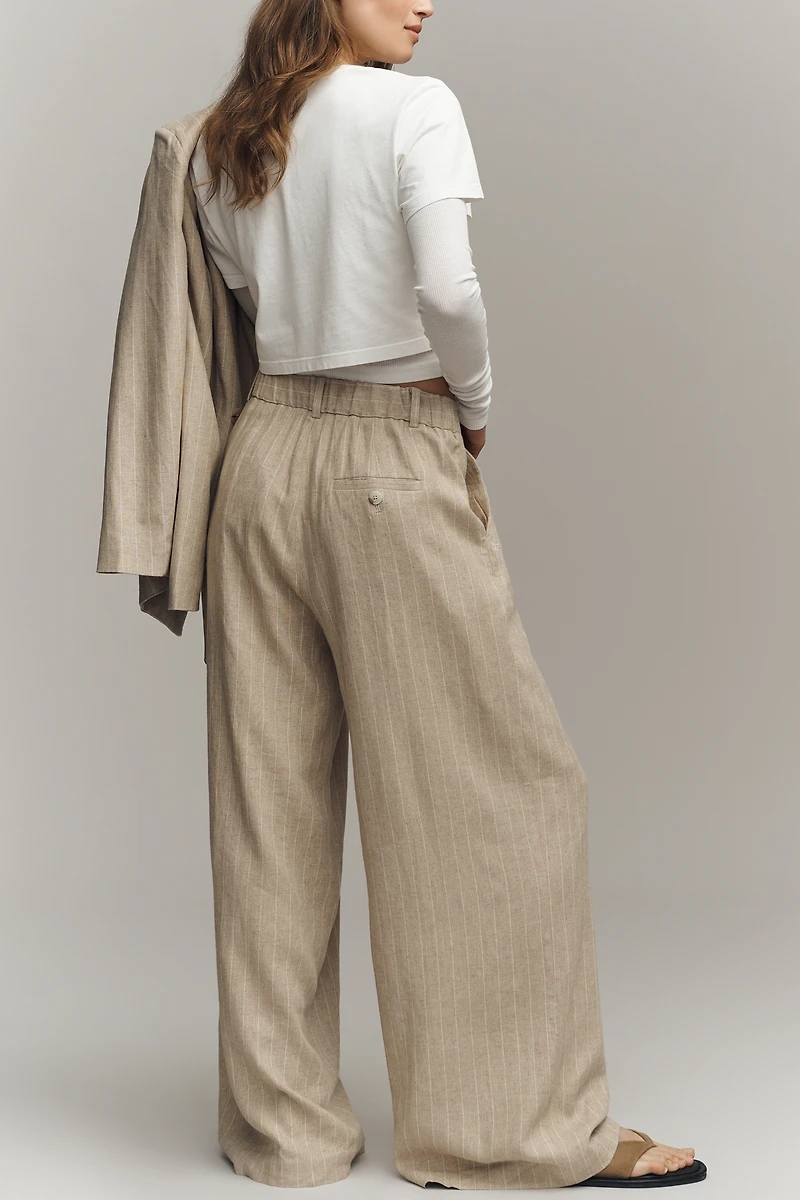 The Avery Linen Blend Stripe Twill Pants by Maeve