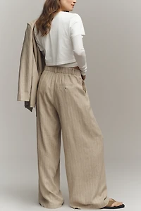 The Avery Linen Blend Stripe Twill Pants by Maeve