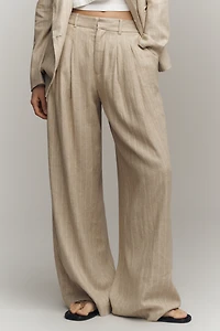 The Avery Linen Blend Stripe Twill Pants by Maeve