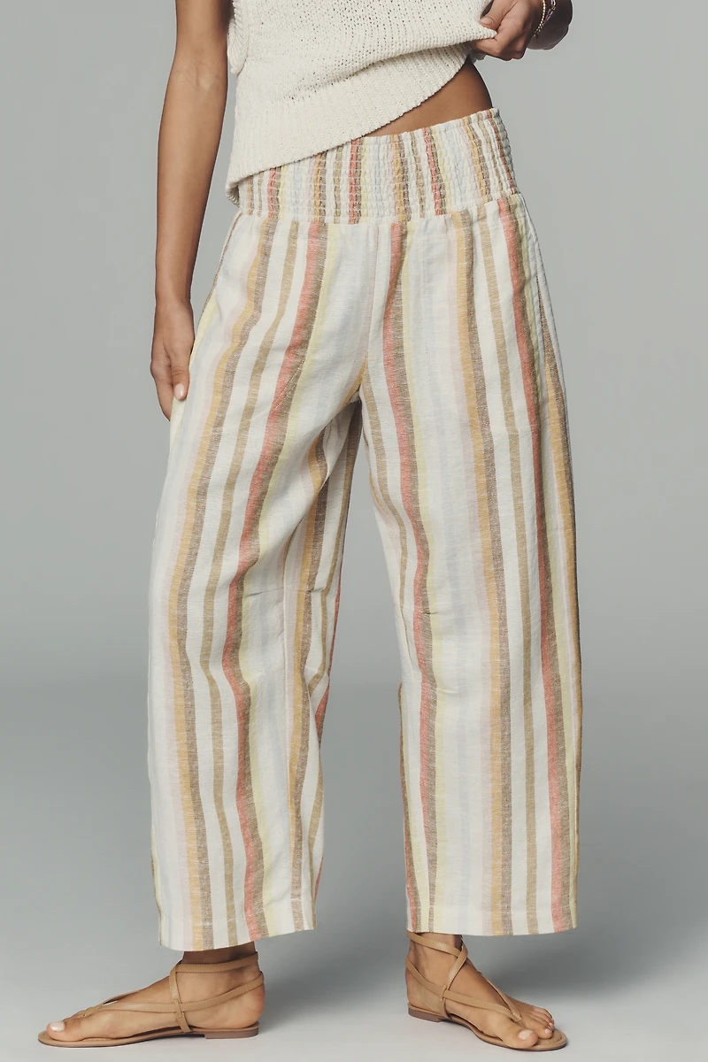 The Reese Smocked Pull-On Barrel Pants by Pilcro