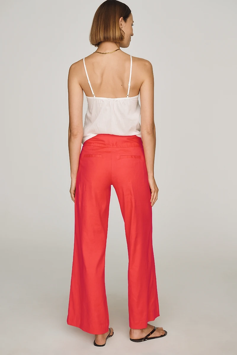 European Linen Stretch High Rise Trousers