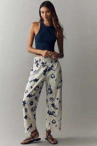 Reese Linen Blend Pull-On Barrel Pants by Pilcro