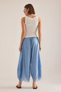 By Anthropologie Cropped Lace-Hem Pants