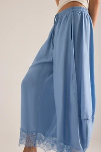 By Anthropologie Cropped Lace-Hem Pants