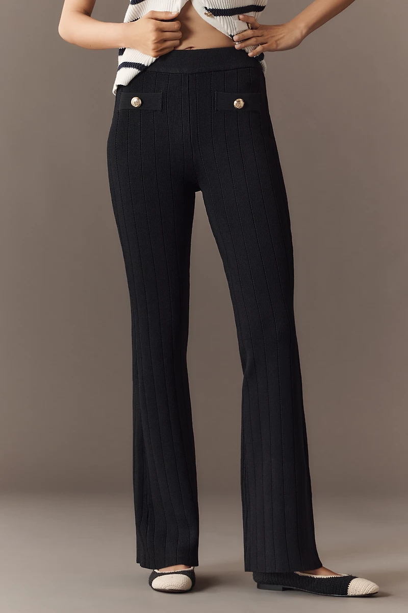 Endless Rose Shank Button Knit Flare Pants