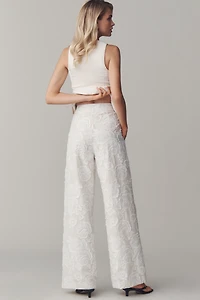 Endless Rose Floral Embroidered High-Rise Wide-Leg Pants