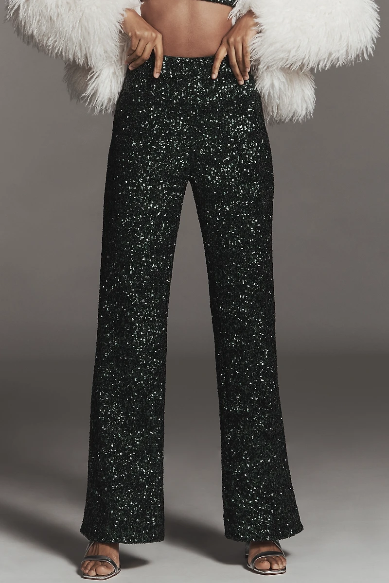 Endless Rose Sequin High-Rise Wide-Leg Pants