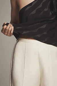 Shona Joy Billie Linen Blend Contrast Mid-Rise Pants
