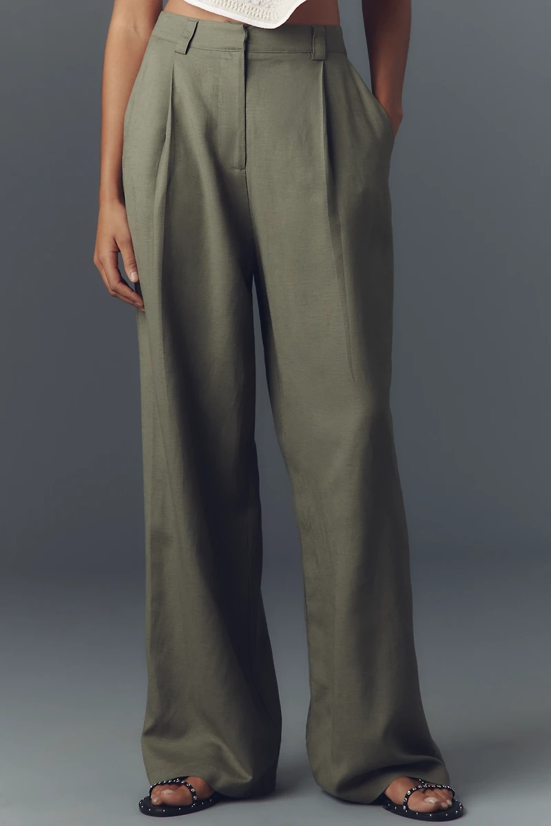 Lioness Petite La Quinta Linen Blend Pleated Pants