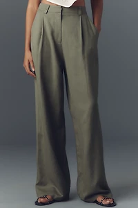 Lioness Petite La Quinta Linen Blend Pleated Pants