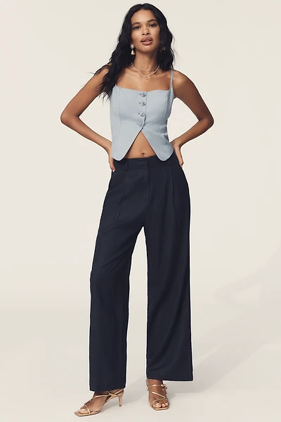 Lioness Petite La Quinta Linen Blend Pleated Pants