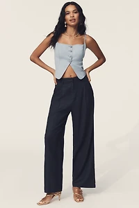 Lioness Petite La Quinta Linen Blend Pleated Pants