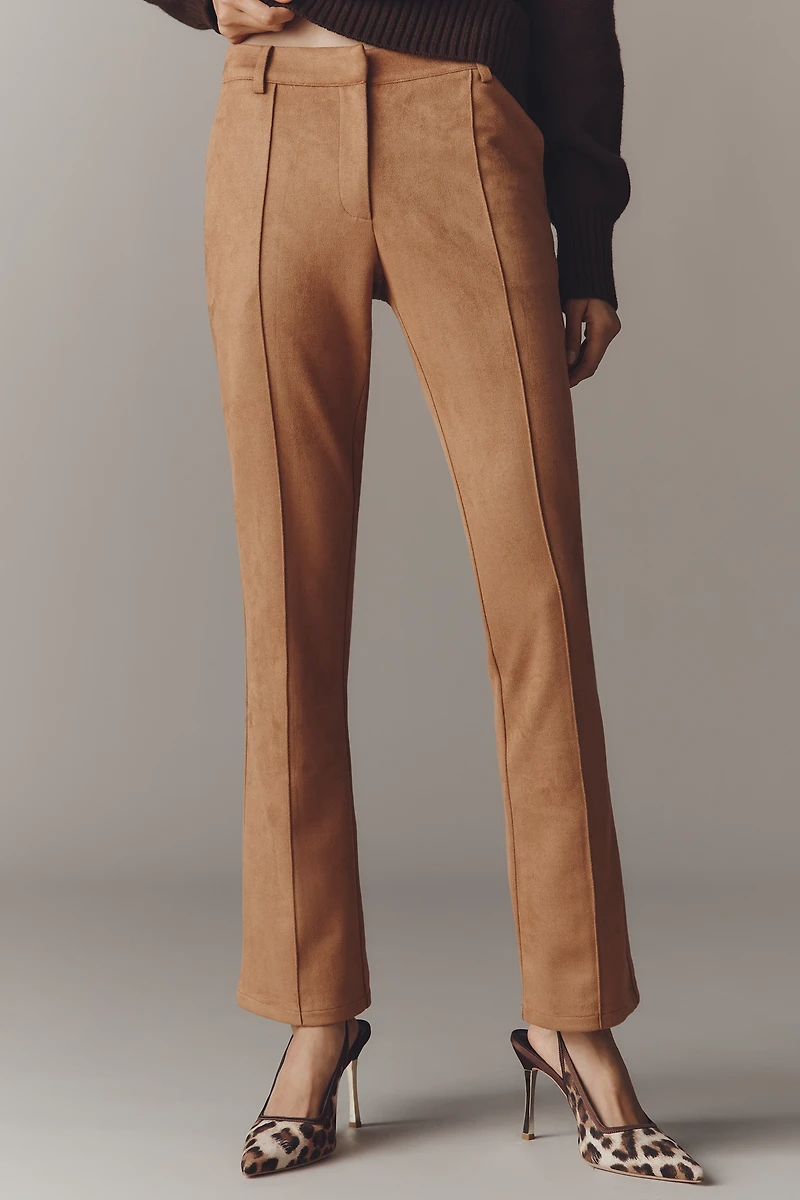 Lioness Bella Faux-Suede Low-Rise Straight-Leg Pants