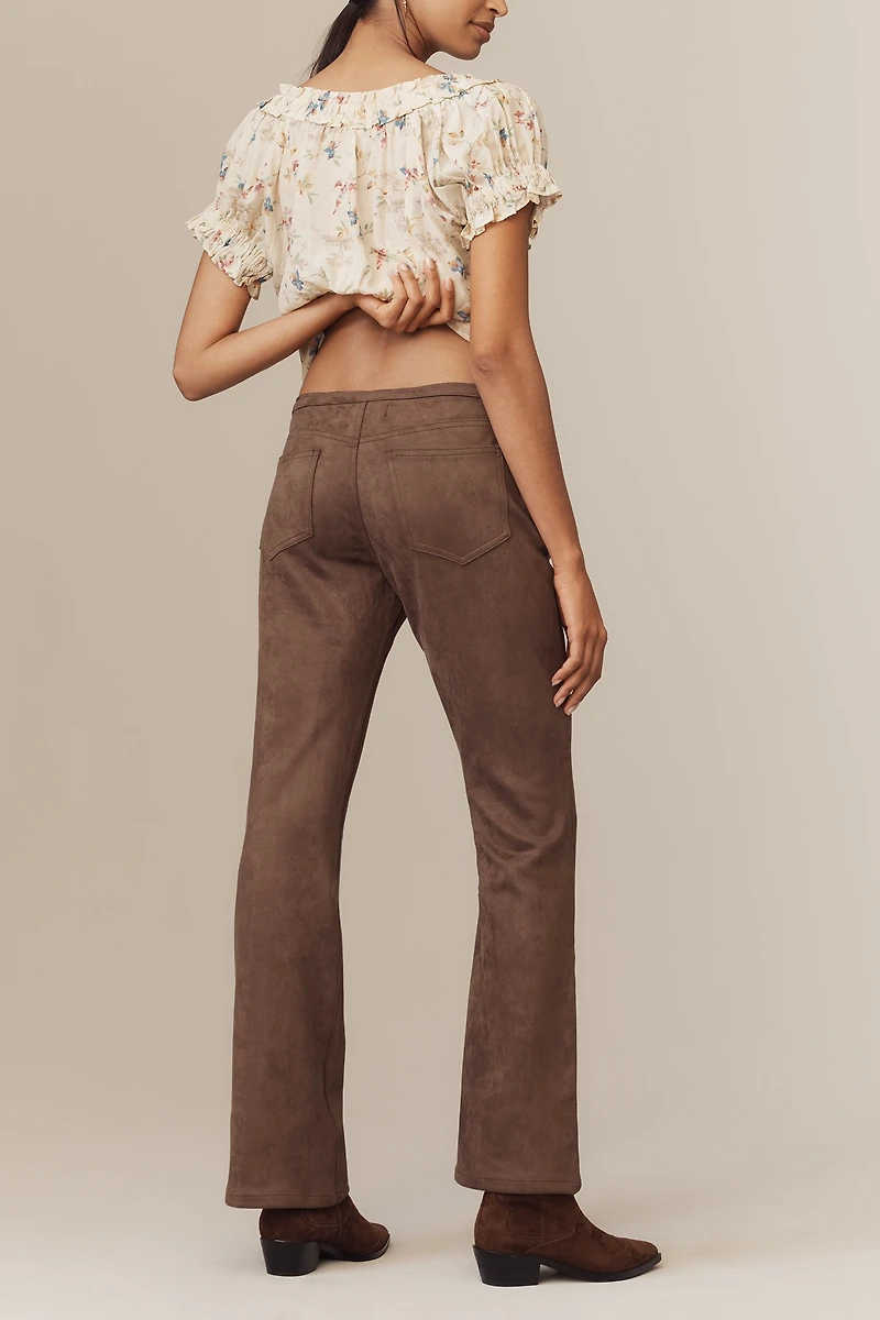 Lioness Charismatic Faux-Suede Low-Rise Flare Pants