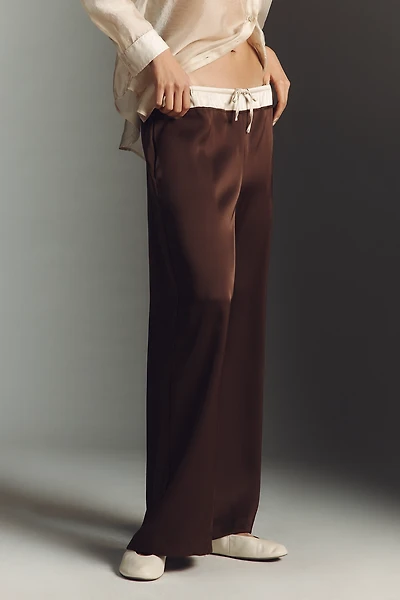 Whiteroom + Cactus Contrast Waist Satin Trousers