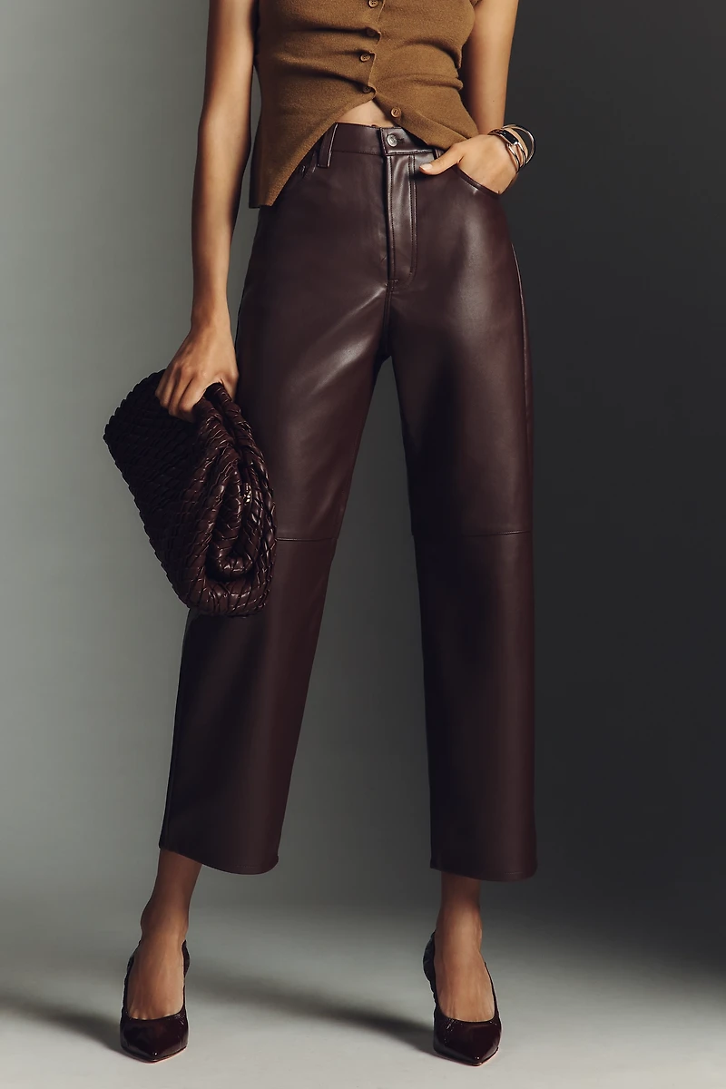 Pistola Jett Faux-Leather High-Rise Bowed Straight-Leg Pants