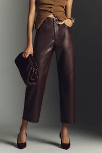 Pistola Jett Faux-Leather High-Rise Bowed Straight-Leg Pants