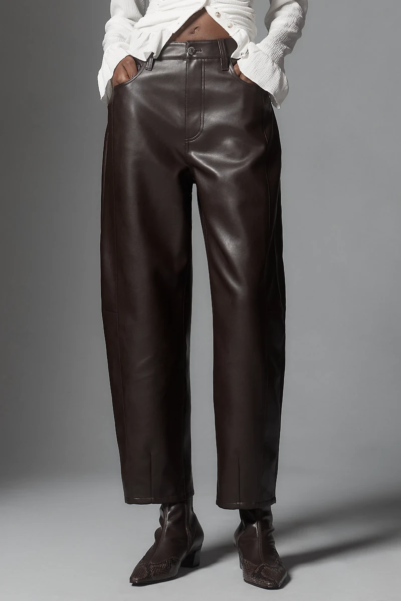 Pistola Eli Faux Leather High-Rise Barrel Pants