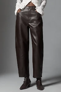 Pistola Eli Faux Leather High-Rise Barrel Pants