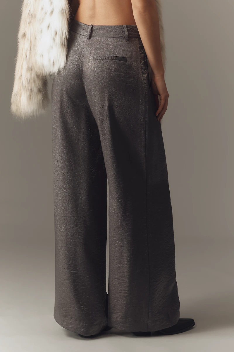Maeve Shimmered Wide-Leg Trousers